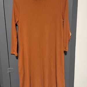 Rust Orange Ribbed Dress